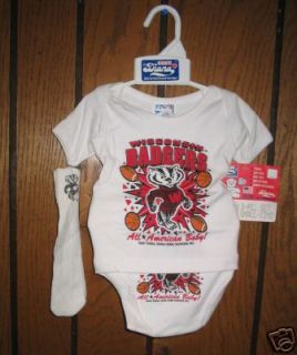 ncaa wisconsin badgers 3 pc baby outfit w sox 12m