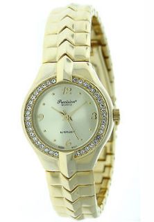 Gruen Precision Womens Dress Gold Stainless Steel Watch with Crystals 