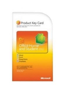 Microsoft Office Home and Student 2010 32 64 Bit Retail License Only 1 
