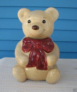 metlox burgundy bow bear cookie jar time left $ 29