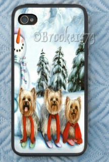   4S RUBBER CASE YORKIE COVER Yorkshire Terrier CHRISTMAS print painting