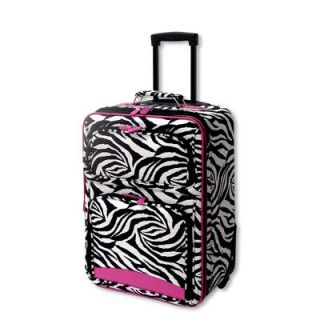 zebra luggage small rolling suitcase fuchsia trim 