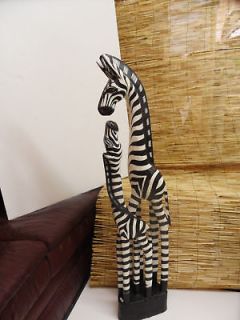 zebra mother baby wooden sculpture statue african art time left