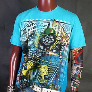 ma0247bl Minute Mirth Ape King Kong Solider Vintage Rock T Shirt L