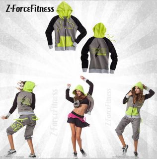 Zumba Fitness Flash Instructor Zip Up Hoodie ~ Gray Black ~Limited 