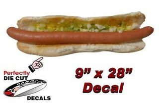 Foot Long Hot Dog 9x28 Decal Sign for Hot Dog Cart or Concession 