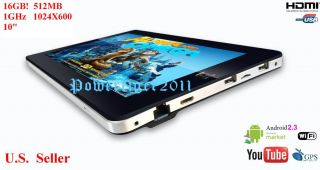 New 16GB 10 Google Android 2 3 Touchscreen Tablet PC Touchpad Case 