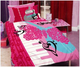   Bedding Quilt Cover Set Music TV Show Butterfly Pink Lips Piano New