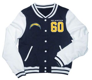 San Diego Chargers Womens Navy French Terry Varsity Jacket