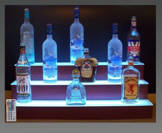 32 LED Lighted Three Tier Back Bar Liquor Bottle Shelf Display Bars 