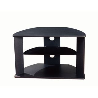 4D Concepts 30 Corner TV Stand with Glass Shelf in Black 64935