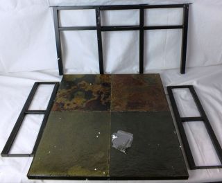 4D Concepts End Table with Slate Top Metal Slate