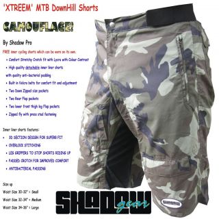   OFFROAD CAMOUFLAGE CYCLE CYCLING SHORTS WITH INNER PADDED SHORTS