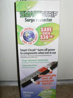    NEW SMART STRIP SURGE PROTECTOR 900 JOULES 7 OUTLETS 6 FT POWER CORD