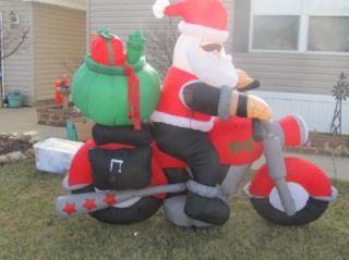 Animated Airblown Santa on Motorcycle by Gemmy 7 Feet Long