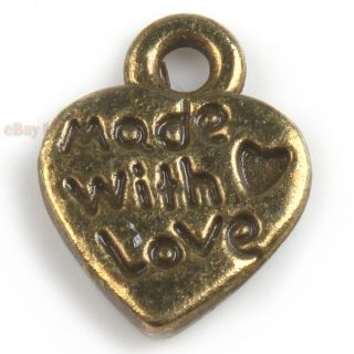 100 Made with Love Charms Pendants Bronze Free P 140510