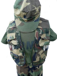 Children Army Camouflage Costume 4 Pieces Set M L XL