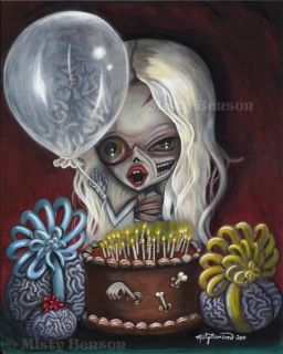   Gothic Fantasy Big Eye Cake Brains Happy Birthday Wish 8 5x11