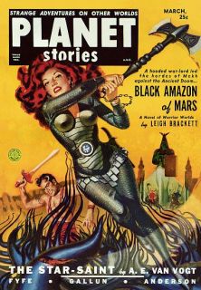 Vintage Sci Fi Poster Planet Stories Black  Mars