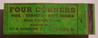   Length Matchbook Four Corners Tobacco Bloomington IL McLean Co