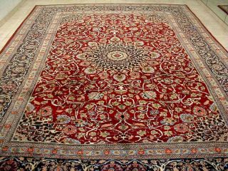   MINT HAND KNOTTED SHAH ABBAS SIGNED PERSIAN WOOL MASHAD RUG