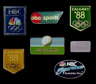 Media Pin Badge Lot of 7 Olympic Non Olympic ABC CBS Sports NBC ABC 