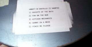 16mm Film Print Abbott & Costello 5 Episodes Gobbs in a Mess Kitchen 