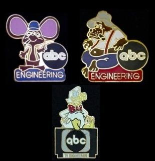 abc Media Olympic Pin Badge 1984 TV Engineering Bear LE Quack the Duck 