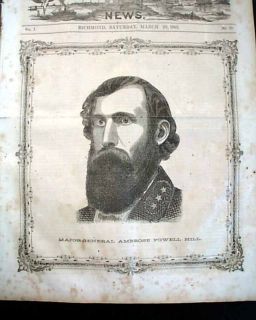   Illustrated Newspaper General Ambrose Powell A P Hill