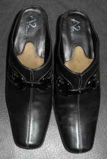 A2 BY AEROSOLES BLACK LEATHER SNAPEZOID SLIP ON SHOES BOOTS WMS SZ 8M 