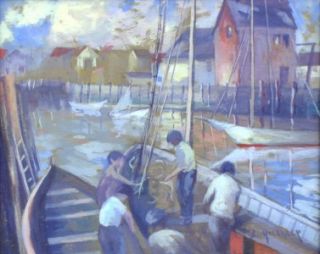Listed Impressionist WPA Gloucester Artist Abram Molarsky RARE