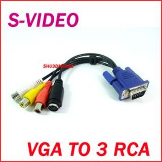 SVGA VGA to s Video 3 RCA Composite AV TV Out Converter Adapter Cable 
