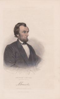President Abraham Lincoln 1861 Hand Colored Engraving