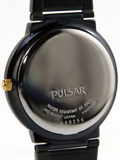 New Pulsar Swarovski Crystal Tuxedo Black ion Stainless Watch PXH617 