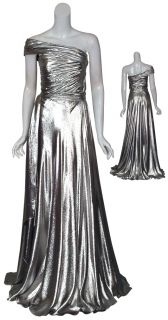 Reem Acra Liquid Platinum Long Gown Dress $4465 4 New