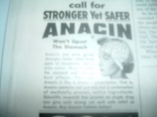 1950s Anacin Tension Headache Aspirin Tablets Ad C My Store