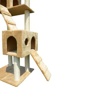 New 71 Cat Tree Condo Furniture Scratch Post Pet House Beige w Free 