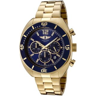 Invicta Mens Watch Chronograph Blue Dial 18K Gold Plated Stainless 