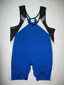 nwot adidas blue black white wrestling freestyle greco boxing singlet 