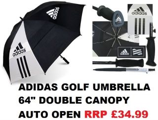 Adidas TaylorMade Golf 64 Dual Double Canopy Stormproof Tour Umbrella 