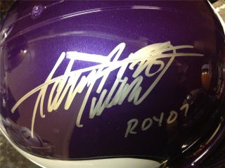 Adrian Peterson Signed Full Size Vikings Helmet w Roy 07 AD28 Holo 