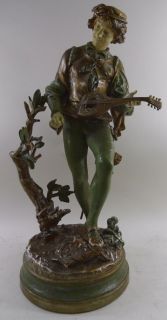 Adrian Gaudez Bronze Mandolin Player Sculpture Repro