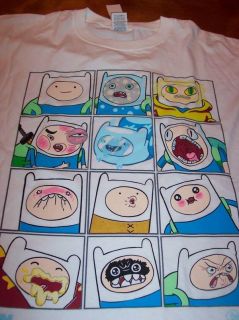 Adventure Time with Finn and Jake Funny Faces T Shirt XL New w Tag 