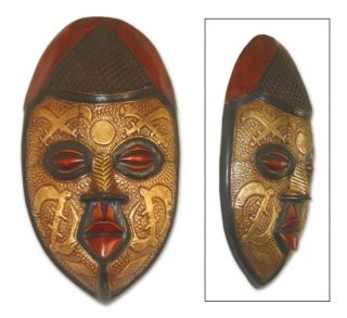 AFRICAN ROYAL~Hand Carved Wood Authentic African Mask~~Novica
