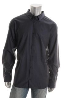 Calvin Klein New Navy Striped Long Sleeve Button Down Shirt XL BHFO 