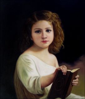 Framed Hand Painted Oil Painting Repro Bouguereau The Story Book 
