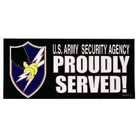 ASA Army Security Agency Military proudly Served Decal