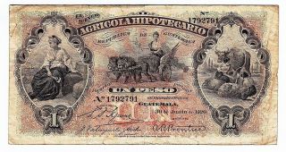GUATEMALA Banknote   1 Peso 1920   Banco Agricola Hipotecario