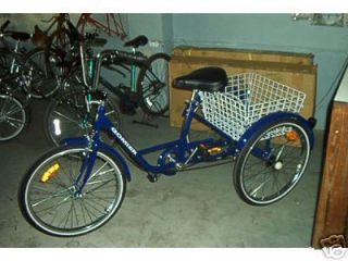 Wheel Adult Bike Tricycle Bicycle 6 Speed 24 Wheels Gomier Blue 