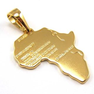 Lifelike 18K Yellow Gold GEP Africa Map Solid Pendant